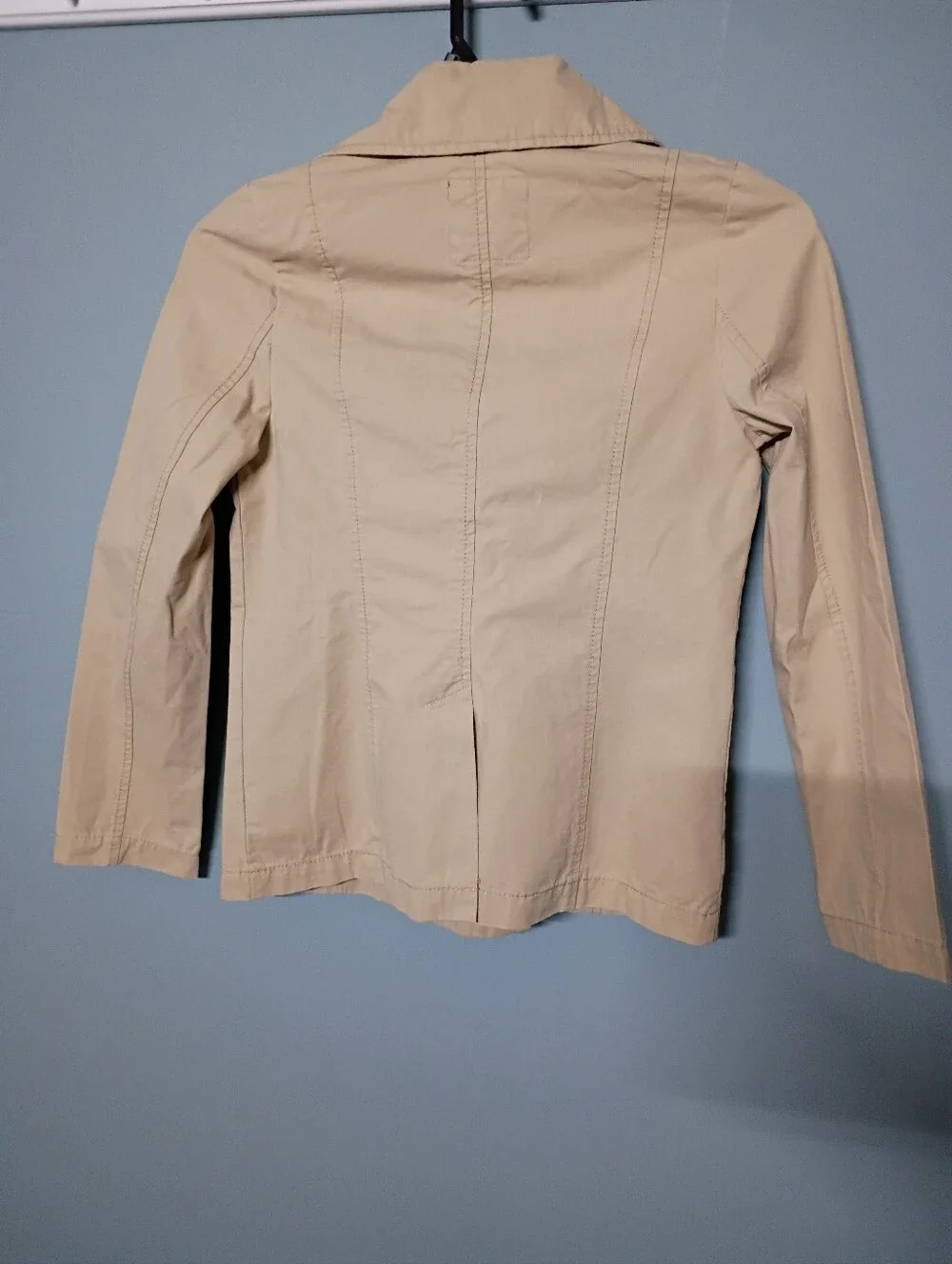 Old Navy Beige Double-Breasted Peacoat Jacket with Gold Buttons